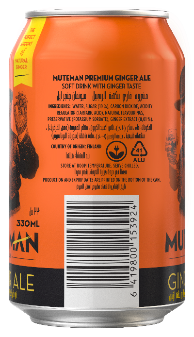 Muteman Premium Ginger Ale (Box of 24) - مشروب ميوتمان بنكهة الزنجبيل (كرتون 24 قطعة)