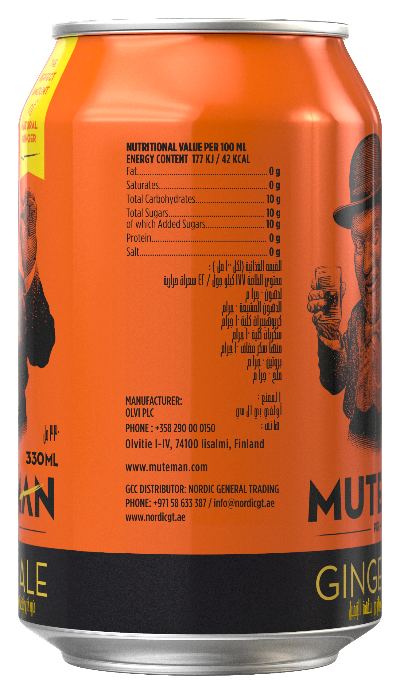 Muteman Premium Ginger Ale (Box of 24) - مشروب ميوتمان بنكهة الزنجبيل (كرتون 24 قطعة)